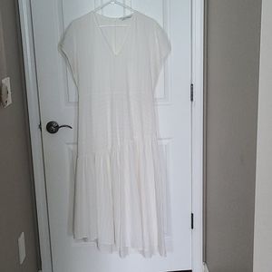 Zara Large Ecru & White striped Dress
